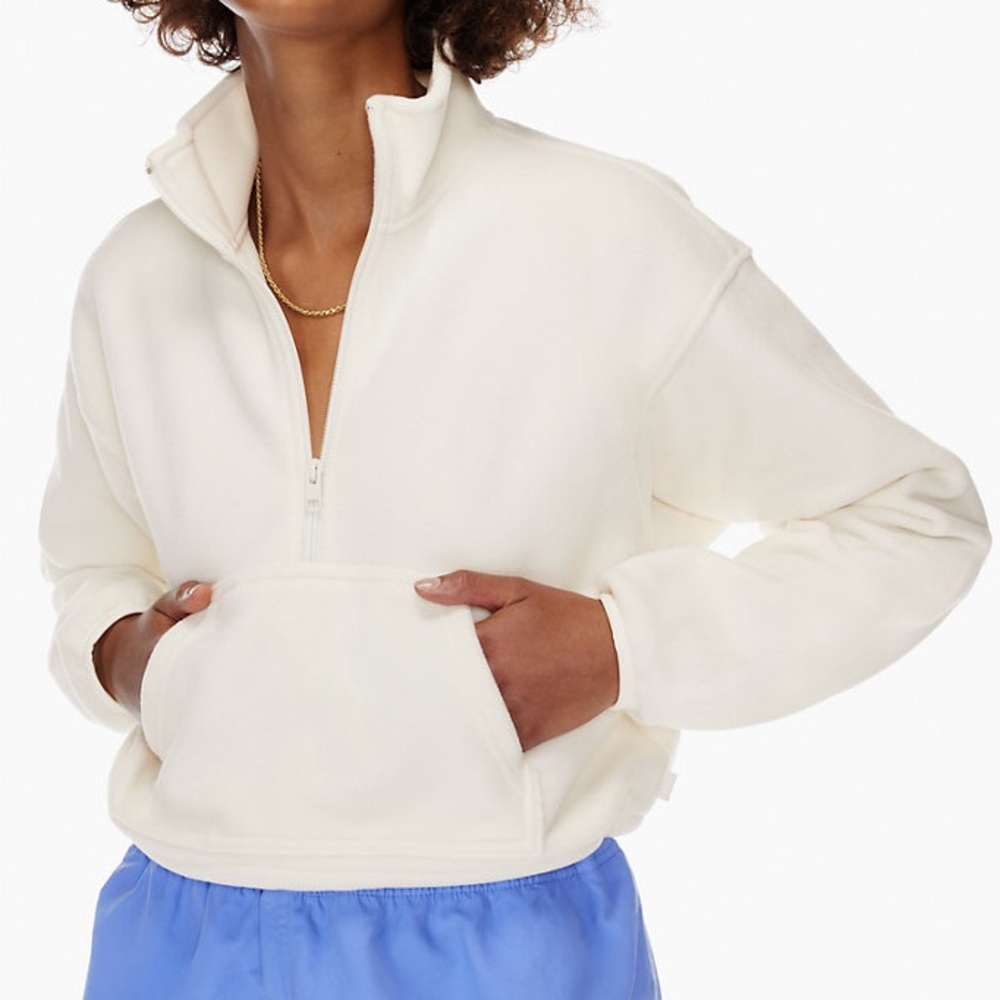 ARITZIA POLAR FLEECE 1/2 ZIP WHISPER WHITE